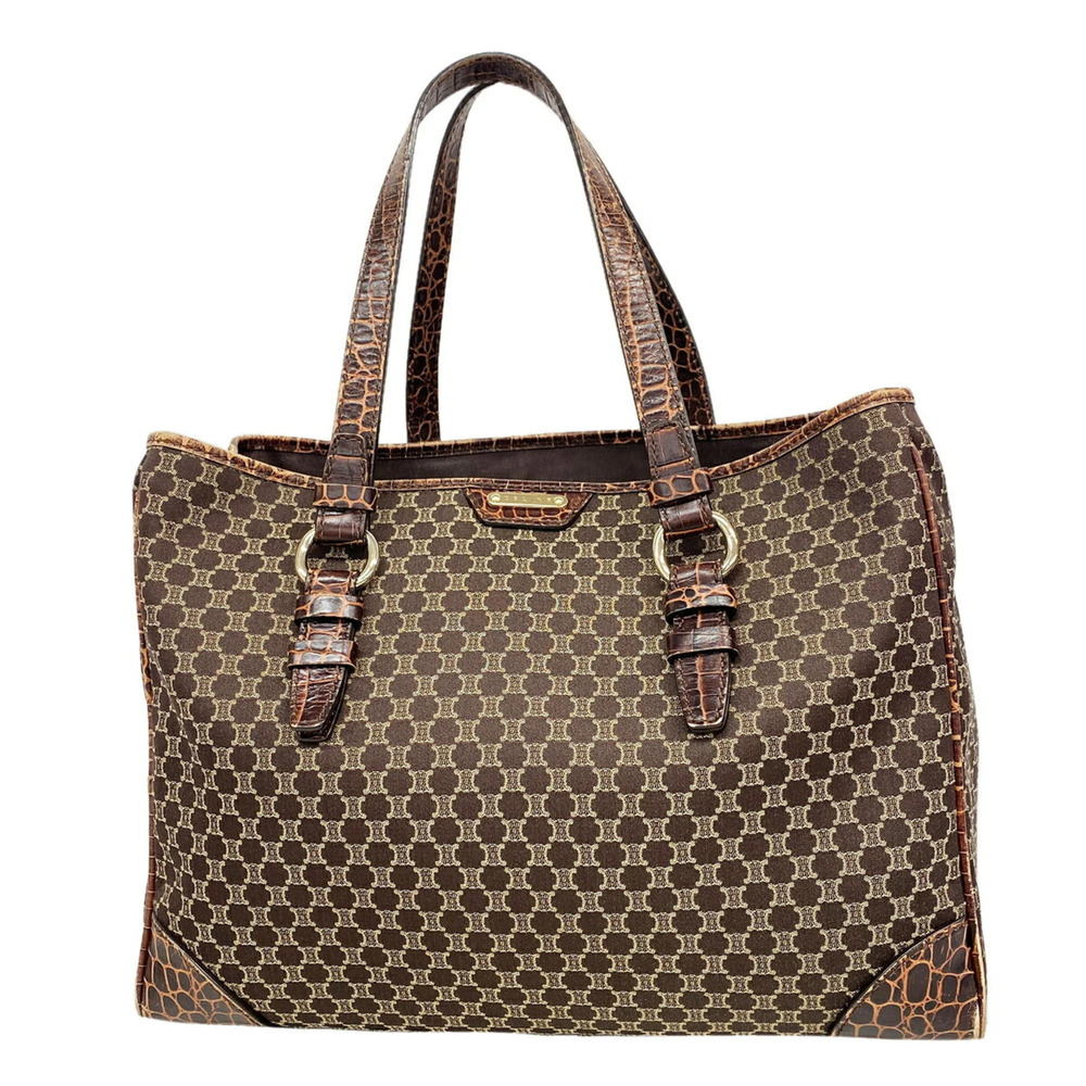 Celine Macadam Nylon Canvas Tote Bag, Brown Champagne